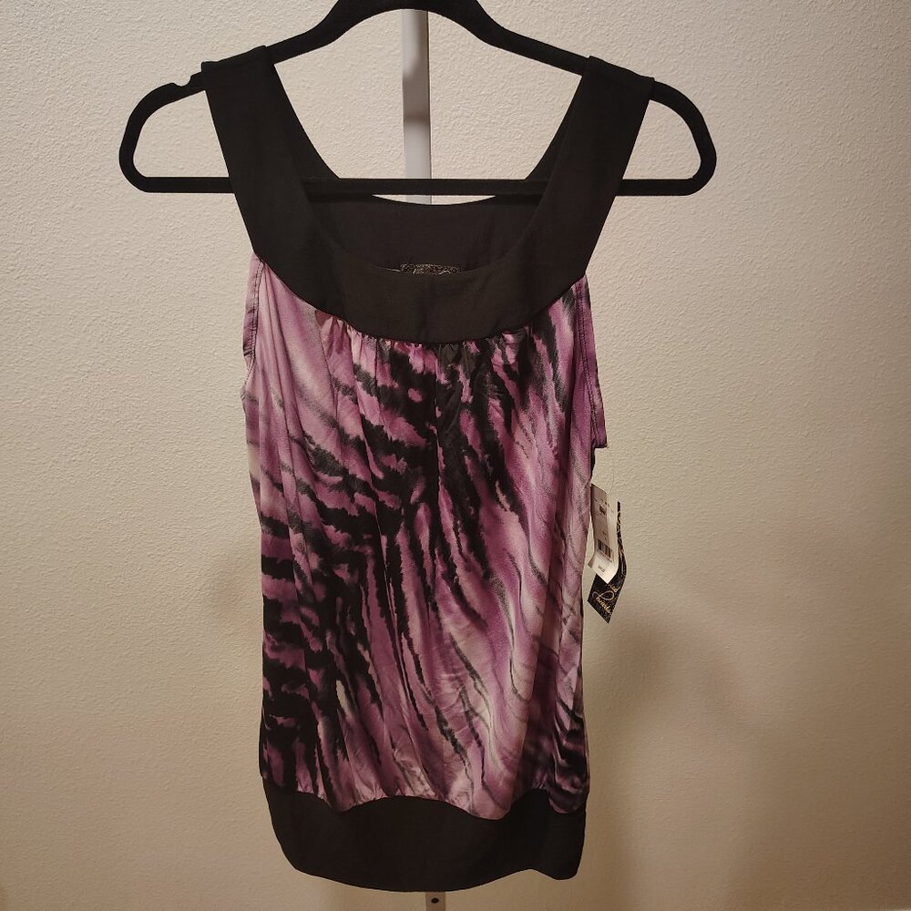 Tempted Hearts Junior's Tank Top Size Large NWT Purple Black Polyester Spandex